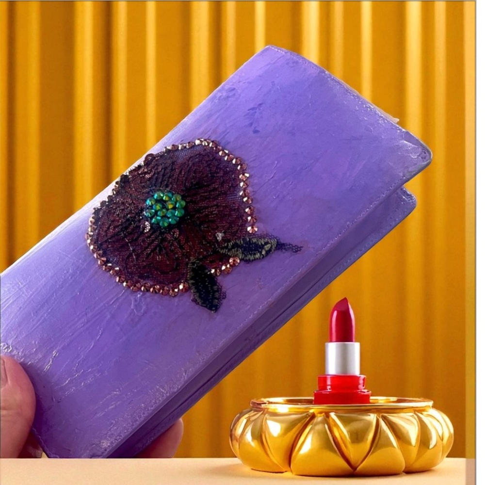 Cartier Purple Wallet with Floral Design